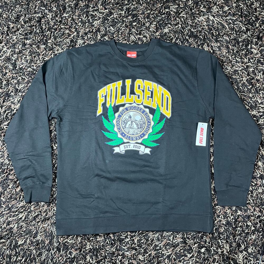 Full Send Weed University Black Pullover Crewneck Mens Sz XL‎ New NWT